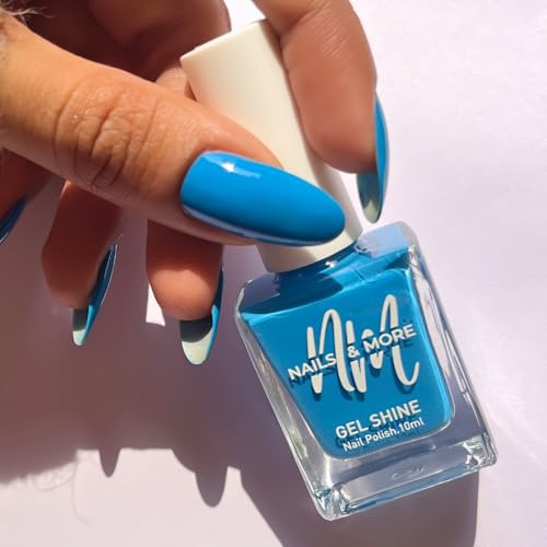 Image of Nails & More 38 Blue Ocean Gel Shine Nail Polish - Argan Oil Infused, Long Lasting & Chip Resistant - Vegan & Non-Toxic Ocean Blue Paint for Women