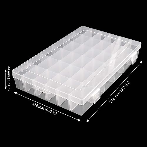Image of JAPCHET 6 Pack 36 Grids Plastic Storage Box, 2 Colors Bead Storage Box with Adjustable Dividers Plastic Bead Organizer Box for Beads, Buttons and Earrings, Pink and Clear