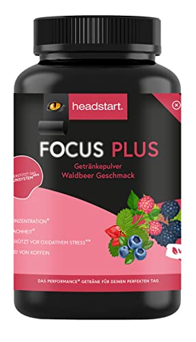 Headstart veganes Pulver für deinen Booster Energy Drink | Focus Plus Waldbeere 1500 ml | Astronautennahrung ohne Koffein für mehr Konzentration | leistungssteigernd | Gaming Booster Astronautenkost Cover