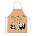Secuos Delantales De Cocina con Letras De Panda Lindo para Mujer, Baberos De Lino De Algodón, Delantal De Limpieza del Hogar, Delantal De Cocina para El Hogar, 53 * 65 Cm 2Wq-Wql0198-2