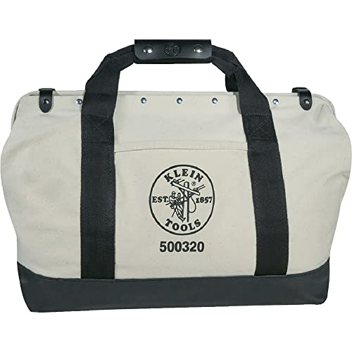 Klein Tools 5003-20 Tool Bag Made of Heavy Duty No. 8 Natural Canvas with 14 Interior Pockets, Great Tool Organizer, 20-Inch