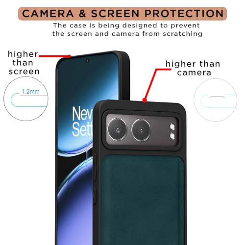 Image of Pikkme Back Cover for OnePlus Nord 4 5G | PU Leather, Full Camera Protection, Super Soft-Touch & Raised Edges Bumper Case (Green)