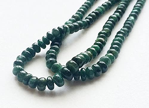 Émeraude naturelle verte en perles rondelles lisses de 2.5-5mm pour création de collier de luxe 7"