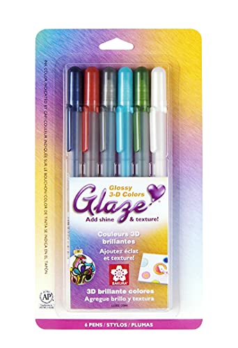 SAKURA Gelly Roll Glaze Bold Point Pens 6/Pkg, Assorted Colors (38371)