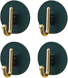 Adhesive Hooks,4Pcs Hooks Self Adhesive from Waterproof Strong Bonding Power Sticky Hooks for Hanging Coat Cloth Towel Key, Multi-Purpose Hanging Hooks for Bathroom,Kitchen Without Nails (Green)