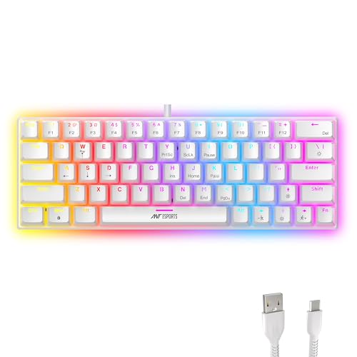 Ant Esports MK1200 Mini 60% Wired Mechanical Gaming Keyboard – Red Switch, Rainbow Backlit, 61 Keys, Anti-Ghosting, USB, Compact TKL – Compatible with