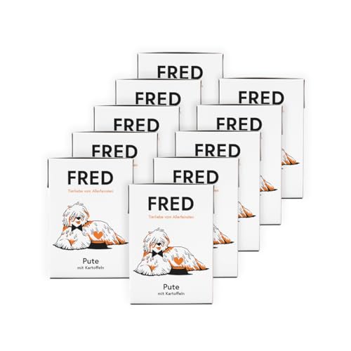 FRED Nassfutter Hund Pute mit Kartoffeln – Monoprotein – 50 % Pute in Lebensmittelqualität – Getreidefrei – mit Gemüse & Quinoa – Alleinfuttermittel für ausgewachsene Hunde – 390 g Tetra Pak