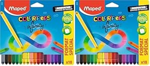 Crayons De Couleur Infinity Maped - 100% Mine Sans Taillage - Lot De 2 Pochettes De 18