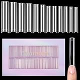 Quaferen 504Pcs Clear No C Curve Nail Tips for Acrylic Nails Professional, 3XL Extra Long Tapered Square Straight Acrylic Nail Tips, Half Cover No Crease Nail Extension Tips False Nails for Nail Art