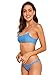 SOLY HUX Women's Two Piece Shirred Bikini Set Blue L, Blue, Size Large