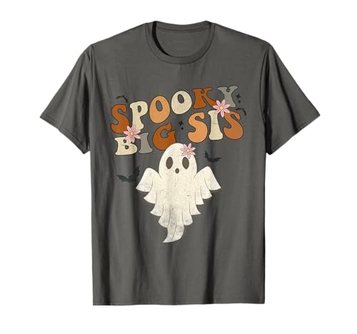 Spooky Big Sis Retro Groovy Halloween Big Sister Ghost T-Shirt