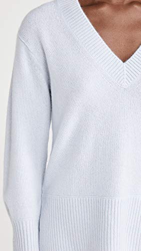 Image of Vince, Women's, Ribbed Hem V-Neck Tunic, Heather Powder Blue, Medium