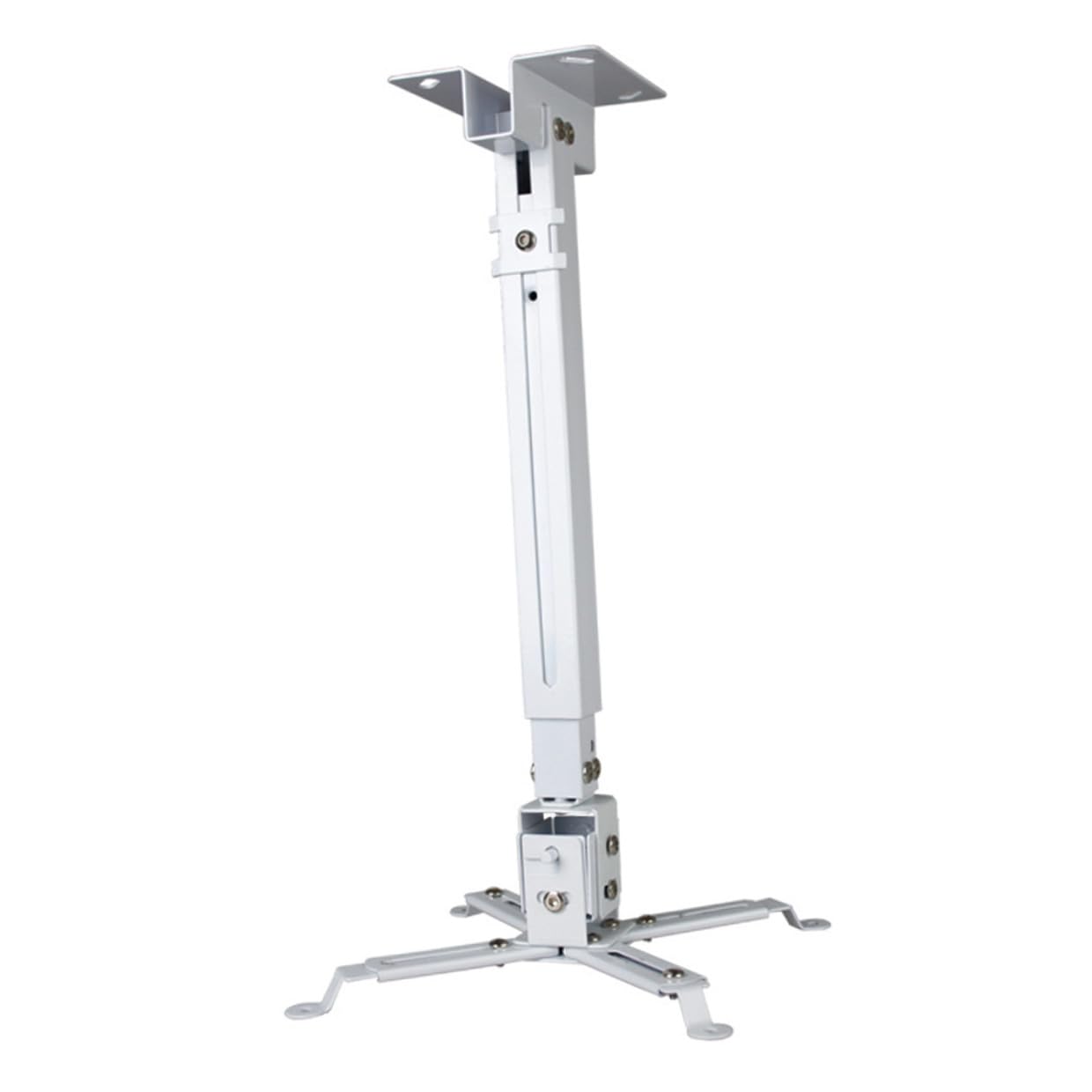 Zerodeko Supporto per Proiettore da Soffitto in Ferro Bianco, Robusto e Regolabile Bracci Articolati, Riduce Calore, per Montaggio a Parete o Soffitto, Capacità 15kg