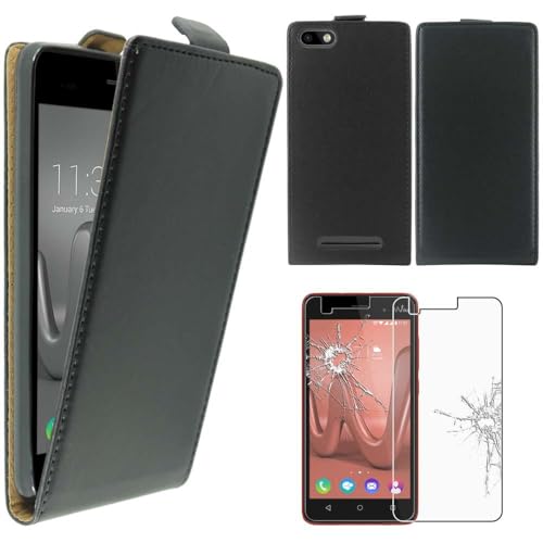 ebestStar - Coque Compatible avec Wiko Lenny 3 Jerry Etui Housse PU Cuir Rabat Ultra Fin (Ultra Slim Case), Noir + Film Protection écran Verre Trempé...