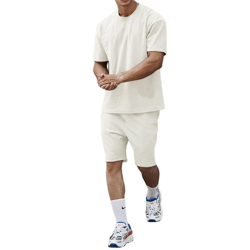 Ensemble t-shirt et short contre la chaleur estivale tenue 2 pièces homme sport blanche L