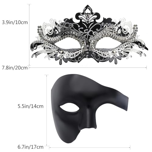 Image of Coddsmz Couples Masquerade Mardi Gras Christmas Venetian Cosplay Costume Halloween Party Mask Set