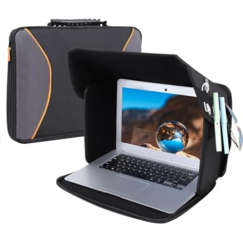 Laptop Sun Shade Laptop Sun Glare Shield Laptop Sunshade Bag for Working Outside, Privacy Screen Hood Laptop Sun Hood Foldable Laptop Shield 12-14''(Patent Pending) Cover