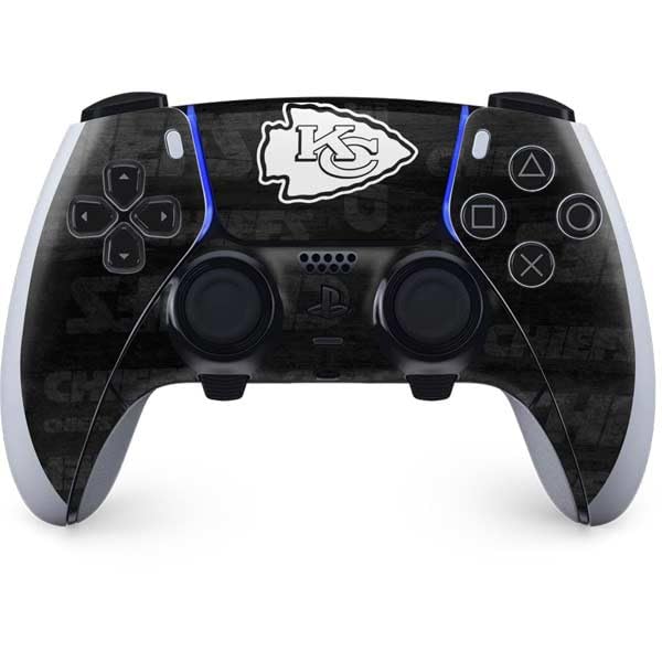 Skinit Decal Gaming Skin Compatible with PS5 DualSense Edge Pro Controller - Officially Licensed NFL Kansas City Chiefs Black &amp; White Design