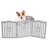 Trimate, Pet Gate, Wooden Free Standing Dog Gate for Small Dogs and Cats. Great Folding Fence for Doorways, Halls, Stairs. Grey
