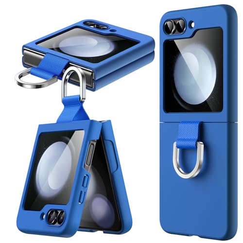 JETech Case for Samsung Galaxy Z Flip 5 2023 with Ring, Hard PC Slim Shockproof Anti-Scratch Protective Phone Cover (Sea Blue)