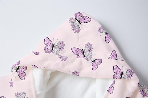Image of Umeyda Girls Fleece Hooded Robes, Warm Printed Bath Robe for Kids Soft Fuzzy Bathrobe for Gifts
