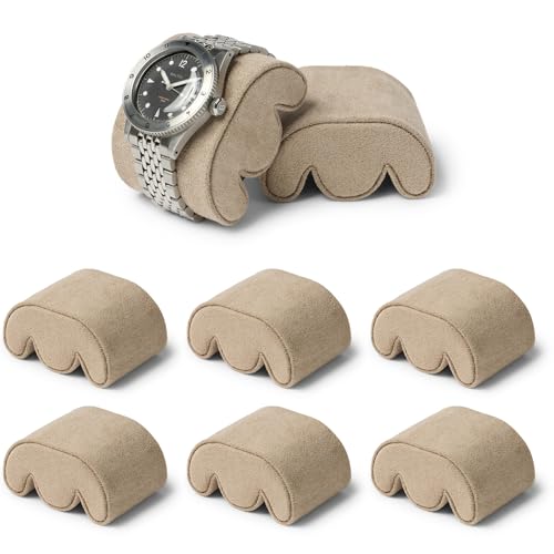 TAWBURY Grove - Pack de 6 cojines para reloj en forma de XS en forma de M, para muñecas de 14 a 17,5 cm, 5 cm de ancho, color beige