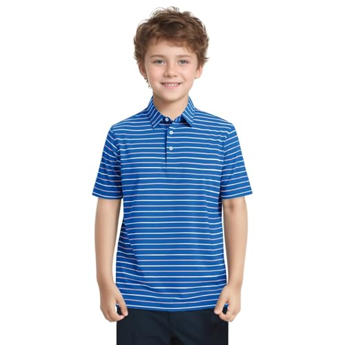 M MAELREG Boys Polo Shirt Short Sleeve Performance Moisture Wicking Dry fit Casual Striped Golf Shirts for Boys2