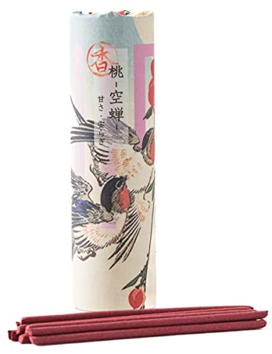 Kiki-Wakou Japanese Handmade Incense From Kyoto,Japan.10 Sticks.package By Ukiyo-E.traditional Japanese Fragrance. For Zen, Meditation, Mindfulness (Peach) #TOP25