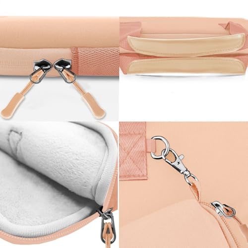 Image of Hseok Laptop Sleeve 13.3-14 inch Case with Small Pouch, Neoprene Computer Bag Compatible with MacBook Pro 14 inch M4 /M3 /M2 /M1 2025-2021, Mac Air /Pro 13.3 inch and Most 13-14 inch Notebooks,Orange Pink
