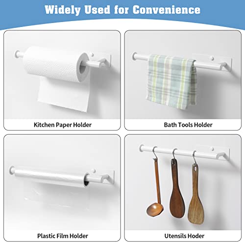 Image of theaoo White Paper Towel Holder - Under Cabinet Paper Towel Holder for Kitchen, Adhesive Paper Towel Roll Rack for Bathroom Towel, Wall Mounted Paper Towel Rack, SUS304 Stainless Steel