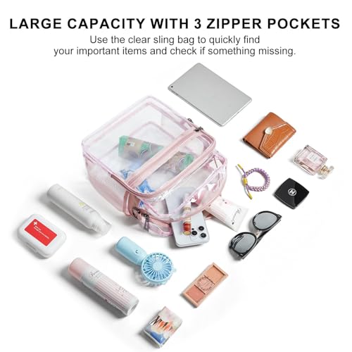 Image of LATMAP Clear Bag for Stadium Events 12x6x12 Clear Purse with 3-Zipper Pockets Crossbody Handbag Tote for Concerts Sports