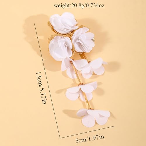 Bohemia Fabric Flower Earrings,Long Tassel Earring Fashion Floral Stud Exaggerated Statement Y2K Aesthetics Summer Beach Earring Jewelry for Women4
