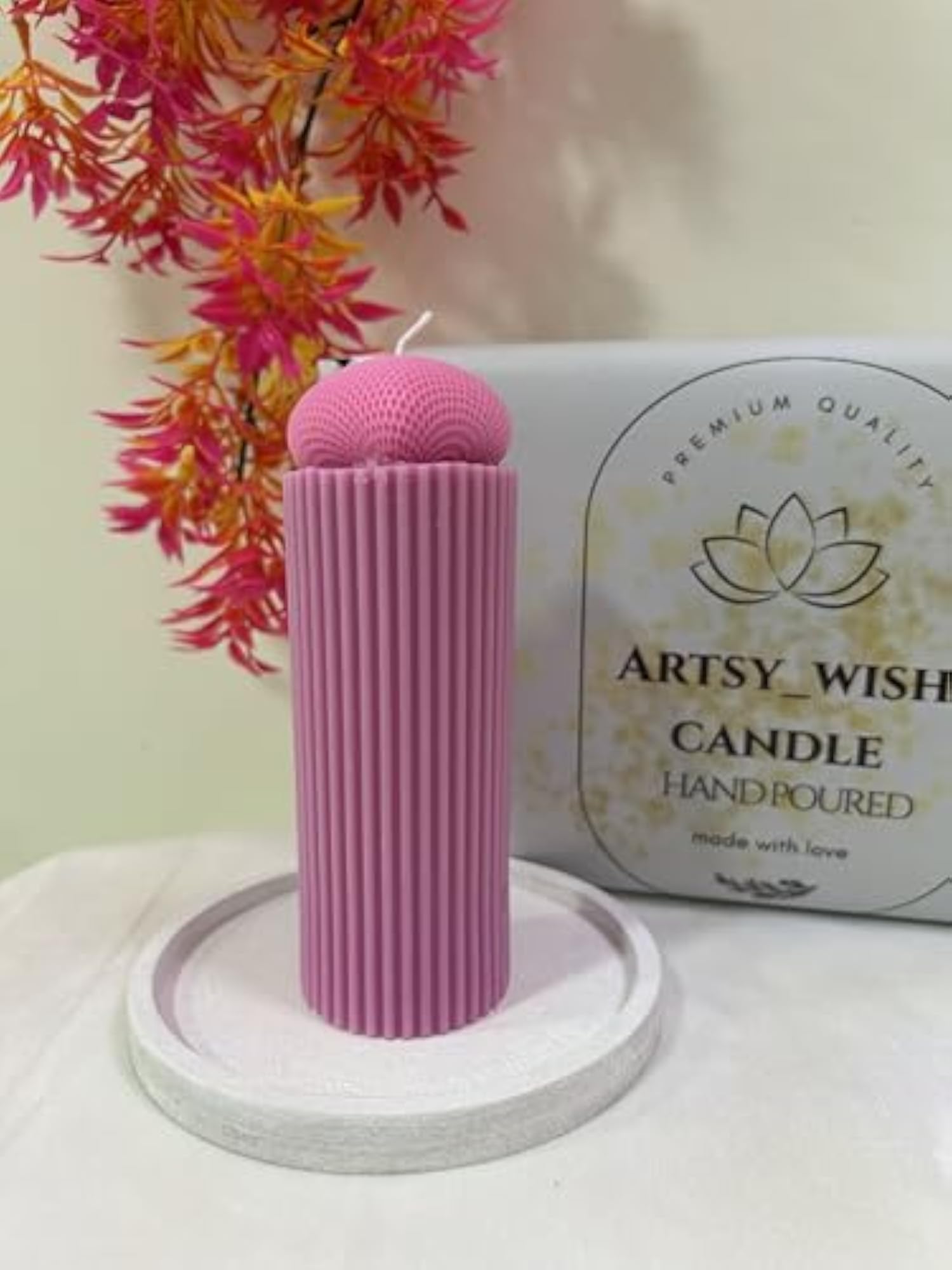 Premium Handmade Decorative Pillar Candle with Heart Design