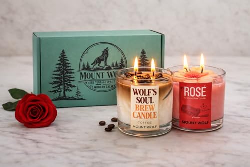 Image of Luxury Duo Scented Candle Gift Set - Rich Coffee Latte & Velvet Rose Fragrance | Premium Home Decor, Romantic Ambience, Party & Celebration Candles with Elegant Gift Box