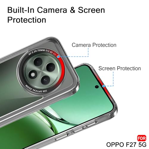 Image of TheGiftKart Hybrid Shockproof Back Cover Case for Oppo F27 5G | Stylish Camera Border | Electroplated Buttons | Crystal Clear Hard Back Cover Case (TPU & PC, Smoked Bumper)