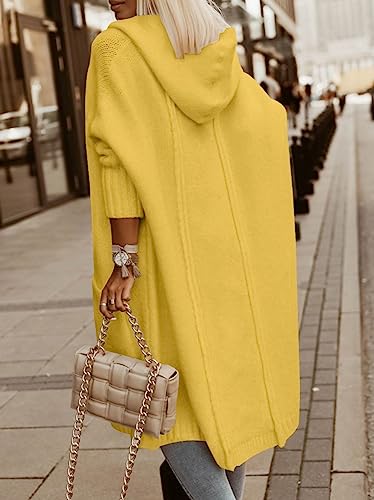 Image of Aoysky Womens Long Cardigans Cable Knitted Open Front Oversized Hooded Outerwear Sweater Coat