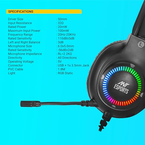 Ant Esports H580 Gaming Headset with Microphone for PS4 PC Xbox one PS5 Switch Laptop, Over Ear Headphones Wired with Noise Cancelling Mic, 3.5m... - Image 5