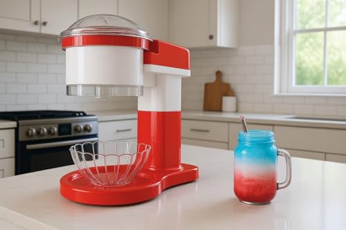 Image of Ice Shaver Ice Crusher with Shaving Bowl and Partitioned Mold Portable Shaved Ice Machine with Stainless Steel Blades for Homemade Frozen Single-Serving Smoothies Slushies and Milkshakes.