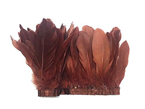 1 Yard - Dark Brown Goose Pallet Parried Dyed Feather Trim Headdress, Dress, Party Craft Supplier | Moonlight Feather #TOP13