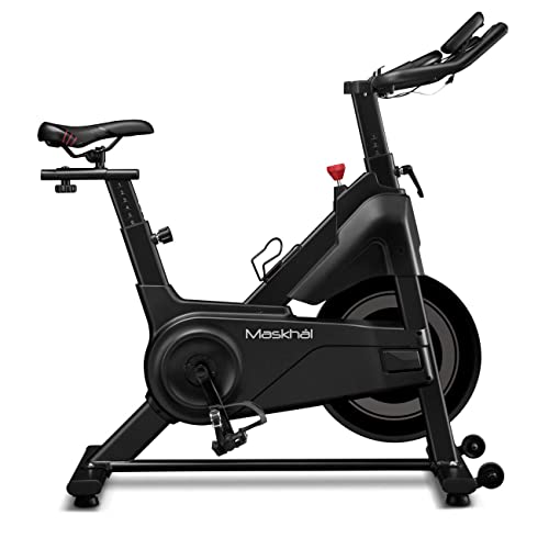 Bicicleta indoor Maskhal Black LITE, Entrenar en Casa con Pantalla LCD, Freno Magnético, Soporte para Móvil, Ajuste de asiento y manillar, Soporte de Botella