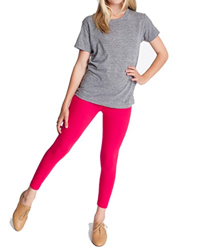 Hollywood Star Fashion Khanomak Kids Girls Full Length Cotton Leggings Tights Pants(Size 2T/3T_ Hot Pink) Cover