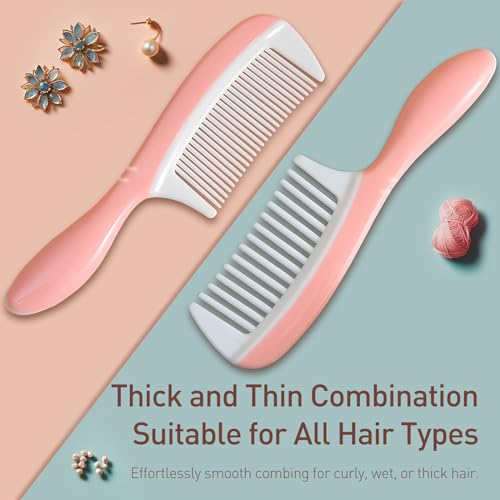 Set de 2 Peines para Cabello Rizado Rosa y Blanco miniatura 6