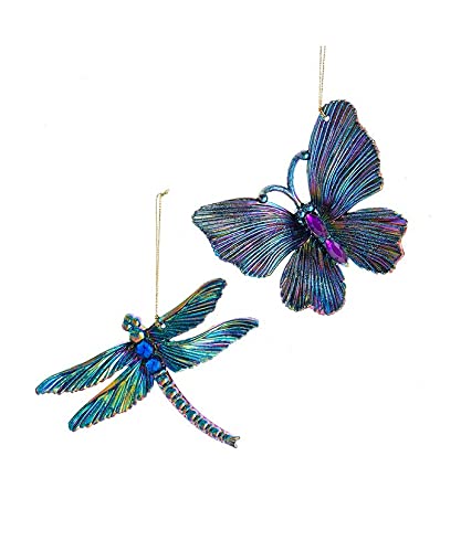 The Bridge Collection Blue Green Dragonfly & Butterfly Ornaments