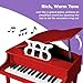 Best Choice Products Kids Classic Wooden 30-Key Mini Grand Piano Musical Instrument Toy w/ Piano Lid, Bench, Foldable Music Rack, Song Book, Note Stickers, Enamel Finish - Red