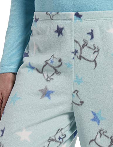 HUE Women's Sueded Fleece Long Sleeve Tee and Pant 2 Piece Pajama Set, Capri-Starry Purple, Large