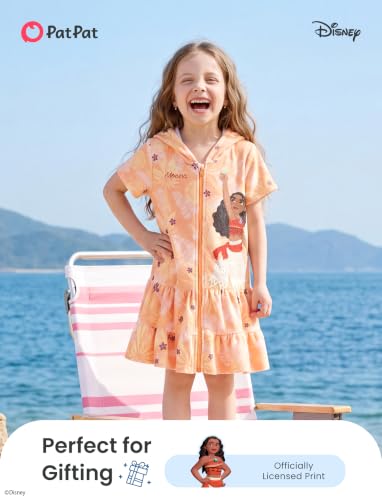 Image of Disney Princess Frozen Stitch Marvel Minnie Girl Swim Cover Up Terry Cloth Swimsuit Coverup Zip-up Bathing Suit Wrap Hooded
