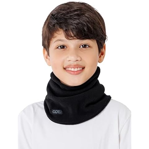 GOT Sports Kids Neck Warmer - Polar Fleece Ski Neck Gaiter for Boys Girls - Double-Layer Winter Scarf for Skiing (Black, 7-12) Cover