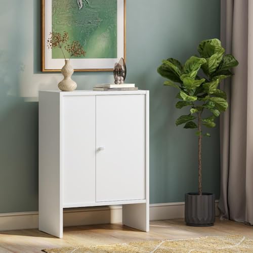 Image of Wakefit Engineered Wood Cabinet | 1 Year Warranty | Storage Cabinet for Home Kitchen Living Room | 1 Closed Compartment | Almeida - Frosty White