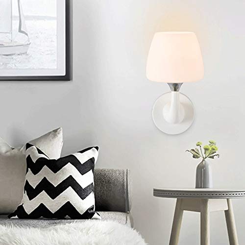 Aplique de pared industrial blanco E14 con pantalla de cristal y soporte de resina 2