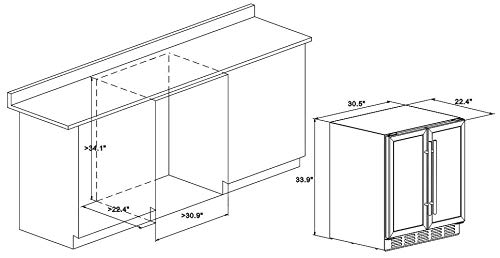 Kalamera Wine Fridge, 30 Inch Built In Wine And Beverage Refrigerator, Dual Zone W/ 33 Bottles And 96 Cans Capacity, Digital Touch Control #TOP7